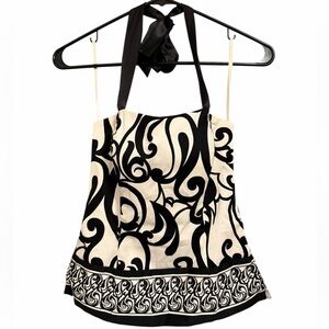 White House Black Market Black and Cream Halter Top
